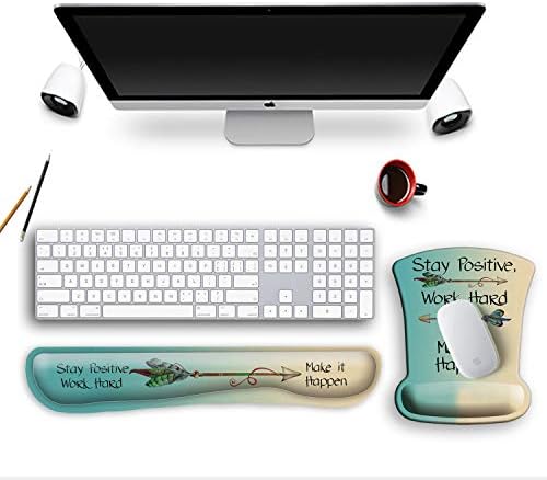 ITNRSIIET Mouse Pad Wrist Support Keyboard Wrist Rest Pad Ergonomic Mousepad Non-Slip Memory Foam Keyboard Pad Easy Typing Pain Relief Perfect for PC Laptop Gaming Office, Inspirational Quote