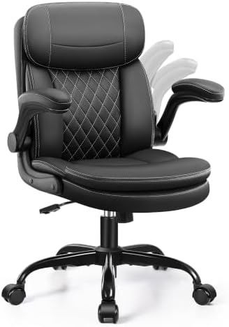 Leather Office Chair, Computer Desk Chair with Dual Back Support