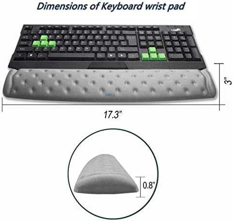 BRILA Memory Foam Mouse & Keyboard Wrist Rest Support Pad Cushion Set for Computer, Laptop, Office Work, PC Gaming - Massage Holes Design - Easy Typing Wrist Pain Relief (Grey Bundle)