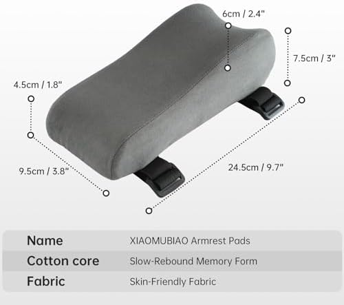 Set of 2 Memory Foam Arm Rest Cushion, Chair Arm Pads Support Pads, Elbow Pressure Relief Cushion for Office Desk & Gaming Chair, Non‑Slip Secure Straps, Removable Washable Cover