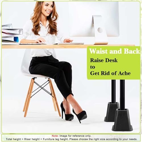 6 Pack Furniture Risers 6 Inch, Bed Risers Heavy Duty for Table Desk Couch Chair Sofa Cabinet Bed Frame Dorm, Square Table Leg Risers Lift Height 6", Black