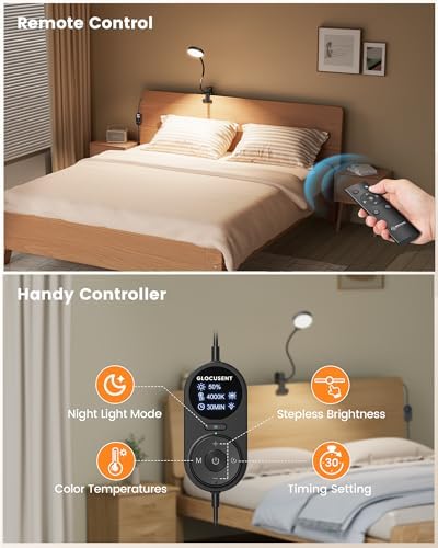 Glocusent 72 LED Desk Lamp for Dorm,Amber Night Light with Remote Control