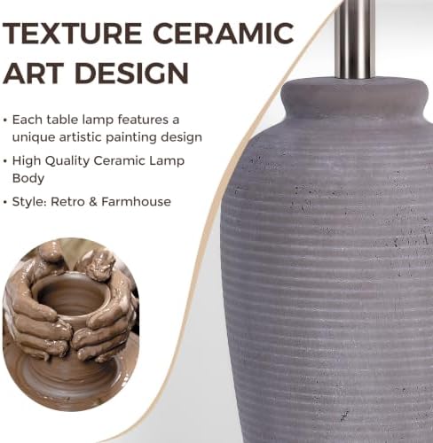 Ceramic Table Lamp Touch Control Bedside Lamp Dimmable, Mauve Taupe