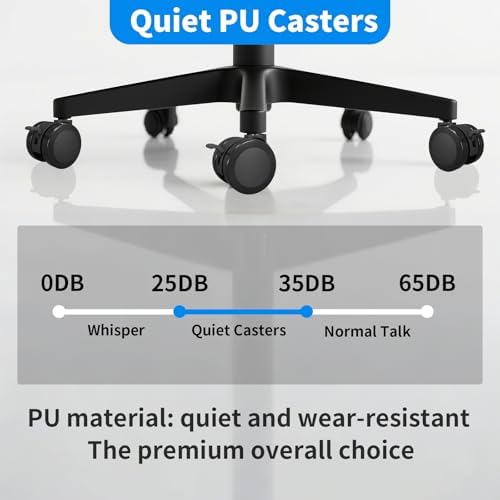 MySit 10x22mm Office Chair Caster with Brake for Hardwood Floors Set of 5