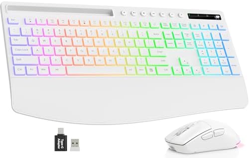 Trueque Wireless Keyboard and Mouse Combo, 4000mAh Battery, Wrist Rest