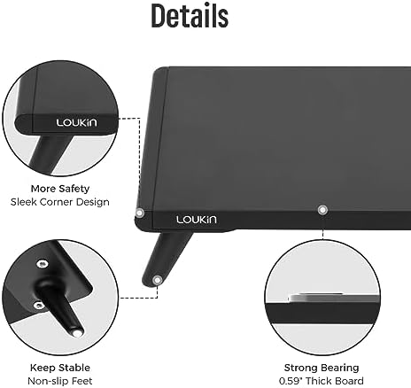 loukin Dual Monitor Stand Riser for Desk, 43.6"×8.2" Computer Stand, Black