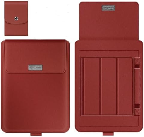 Laptop Sleeve 16-17" Case with Stand Compatible with Microsoft Surface Laptop 5/4/3/2 13.5", MacBook Air/Pro 13.3", PU Leather Sleeve for 15-16" Computers - Red