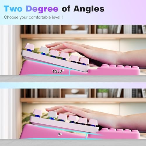 Ospelelf Keyboard Wrist Rest, Ergonomic Memory Foam Wrist Support for Typing & Gaming, Tilted Keyboard Pad, Aesthetic Desk Accessories for Office, Relief for Carpal Tunnel & Wrist Pain, Purple Blue