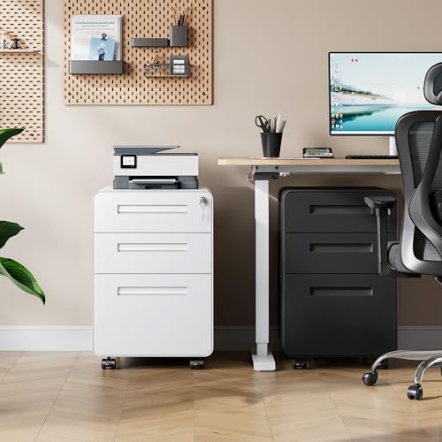 DEVAISE 3 Drawer File Cabinet with Lock, Fully Assembled Filing Cabinet