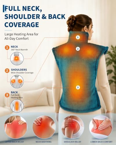 Garvee Wearable Vibrating Heating Pad for Neck Shoulders Back Pain Relief