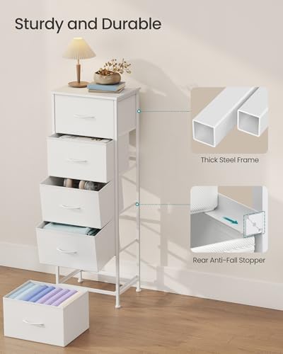 SONGMICS Dresser for Bedroom, Tall Dresser with 5 Fabric Drawers