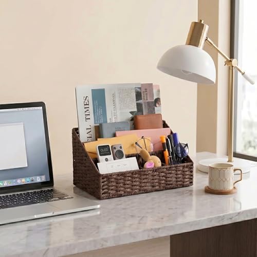 Mail Organizer Countertop, Mail Organizer, Mail Sorters, Magazine File Holder, Desk Organizer and Accessories, Dark Brown