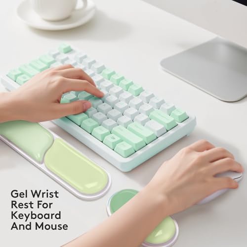 Gel Wrist Rest for Keyboard Mouse, Ergonomic Wrist Support Mouse Pad for Easy Typing Pain Relief, Comfortable Keyboard Wrist Pad, 2 PCS, Green Color Block