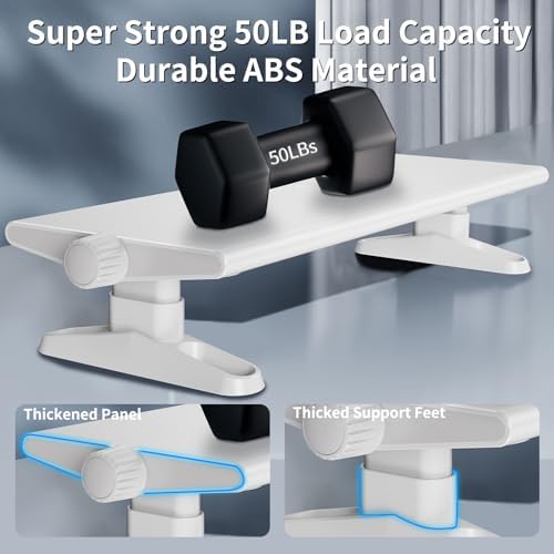 Computer Monitor Stand Riser for Desk,4.4-5.7 Inches Freely Height Adjustable with Cellphone Holder,Multi-Purpose Desktop Organizer Monitor Stands Riser for Computer,Laptop,Printer,TV (White)