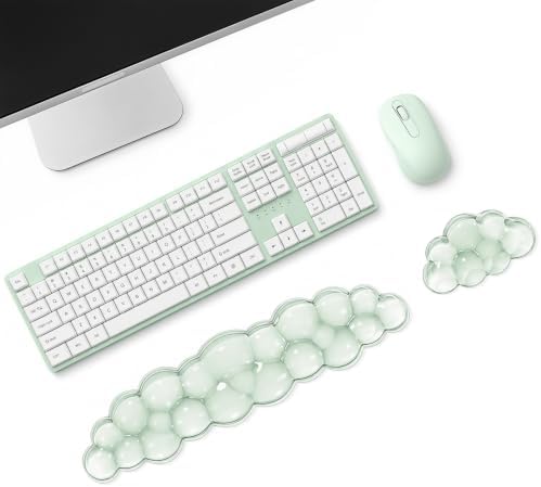 MoKo Gel Cloud Wrist Rest for Keyboard and Mouse, Clear Green