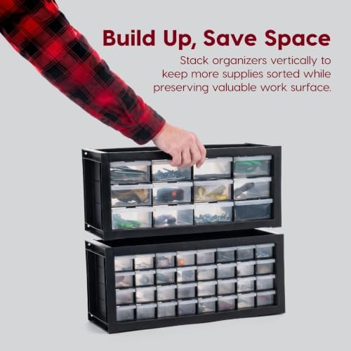 IRIS USA 12-Drawer Desk Storage Organizer, Charms, Water Packets, Black