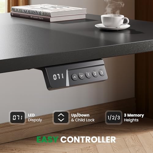 75x63 L-Shaped Electric Standing Desk with Charging Station