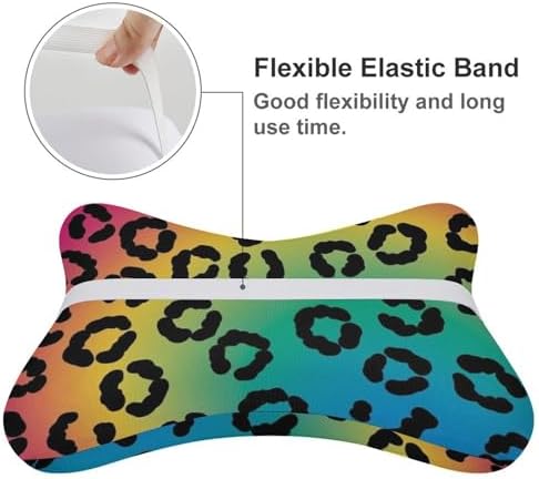 2 Pcs Car Neck Support Pillow Rainbow Cheetah Leopard Print Multi Use Memory Foam Cushion for Driving Travel Home Office Reading