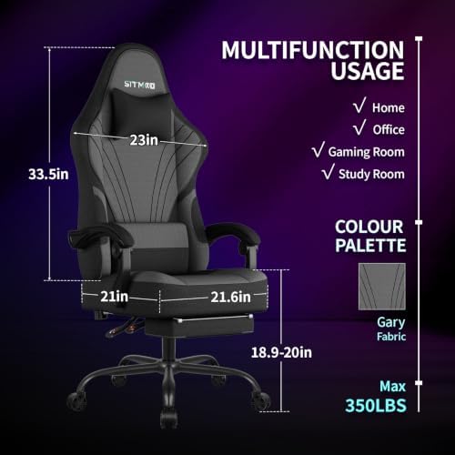 SITMOD Video Gaming Chair Footrest Lumbar Support High Back Recliner Fabric