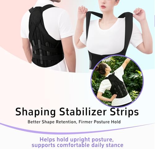 Back Brace Posture Corrector for Women and Men Upgraded Dynamic Traction Correction System Adjustable Shoulder Support Straightener Helps Reduce Upper Lower Back Pain Suitable for Hump Scoliosis Black XX-Large