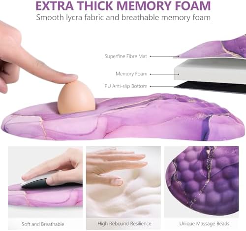 Ergonomic Mouse Pad Wrist Rest, 15° Memory Foam, Non-Slip PU Base