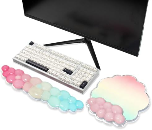 Pastel Cloud Wrist Rest and Gel Mouse Pad Support for Keyboard and Mouse