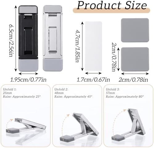 4 Pcs Portable Laptop Stand for Desk Foldable Keyboard Riser Stand Ergonomic Computer Keyboard Lift with Anti-Slip Pads Adjustable Tilt Self-Adhesive Keyboards Riser Feet for Laptop Most Keyboards