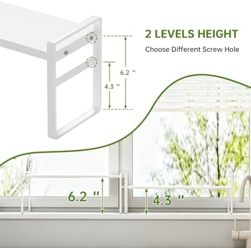 2pc Extendable Narrow Tall Storage Shelf for Windowsill & Kitchen, White