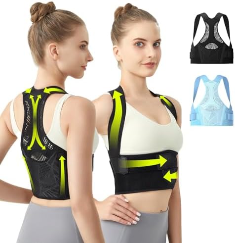 AOFIT Posture Corrector for Women, Upper Back Brace for Pain Relief Blue M