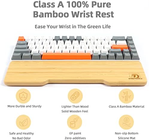 Bamboo Keyboard Wrist Rest for Computer Keyboard, Ergonomic Mechanical Keyboard Wrist Rest, Hard Wrist Rest for and Pain Relief, Anti-Slip Keyboard Rest Pad for Laptop/PC Gaming/Mac (61-Key)