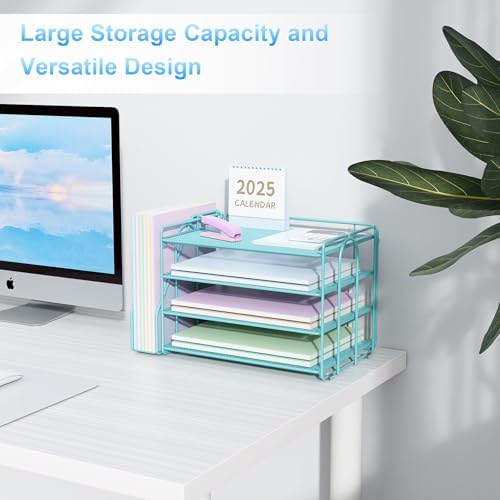 Spacrea 4-Tier Paper Organizer for Desk with File Organizer
