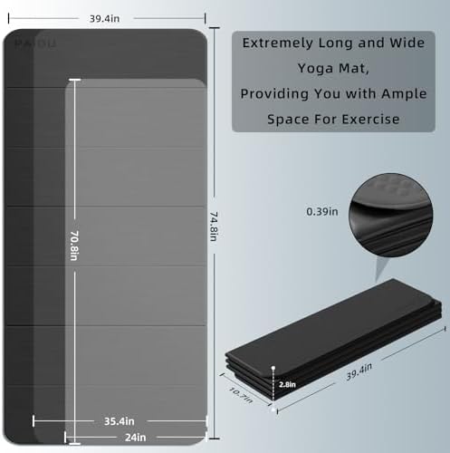 PAIDU Foldable Yoga Mat 10MM Thick 75‘’x40‘“ Quick Fold Easy Storage