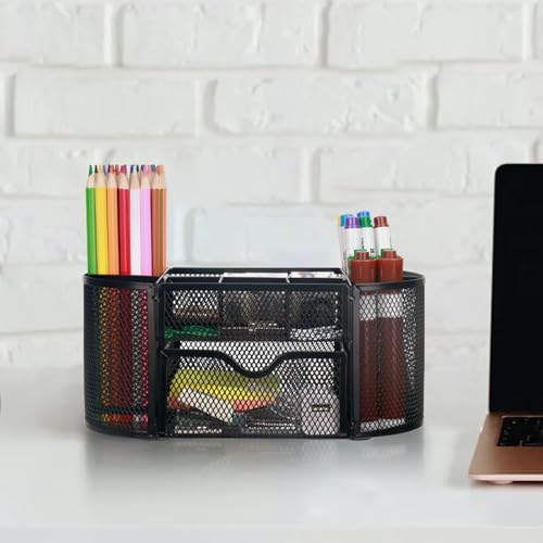 Comix Mesh Pen Holder, Desk Organizer for Home Office, Black