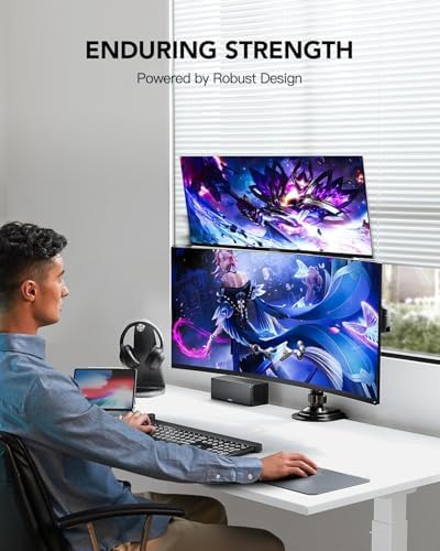 HUANUO 17-32 Inch Dual Monitor Stand, Vertical Dual Monitor Mount, Monitor Stand 2 Monitors, Ergonomic Adjustable Tilt/Swivel/Rotate, Weight Max 19.8 lbs, VESA 75/100mm (Pack of 2)