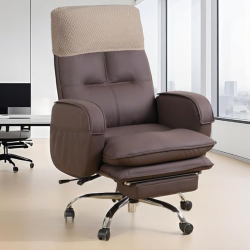 Stretch Office Chair Headrest Cover Jacquard Headrest Slipcover for Office Chairs Non Slip Head Rest Chair Furniture Protector for High Back Computer Chairs Set of 1 Beige
