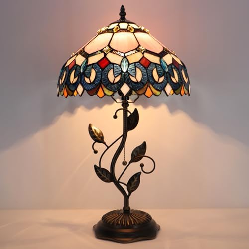 Tiffany Table Lamp Stained Glass Bedside Reading Light W12H19 inch
