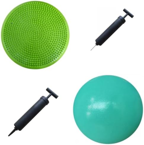 Stability Cushion + Pilates Ball, 1 of Air Stability Wobble Cushion Bundle with 1 of 9-inch Pilates Ball, Pump Included