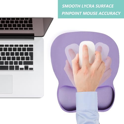 Mouse Pad with Wrist Support, Ergonomic Mousepad with Comfortable Memory Foam Wrist Rest Cushion, Relieve Wrist Pain, Non-Slip Rubber Base Gaming Mice Pad for Home Office Computer Laptop, Purple