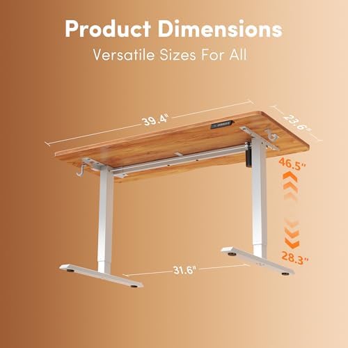 FEZIBO 40" Small Electric Standing Desk Height Adjustable Desk Light Rustic