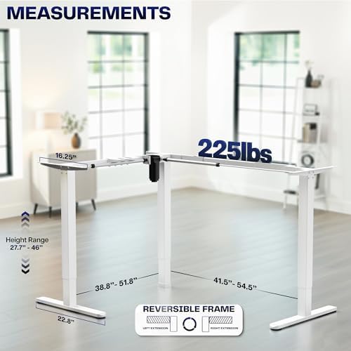 VIVO White Electric Corner 3 Leg Standing Desk Frame, DESK-E347W
