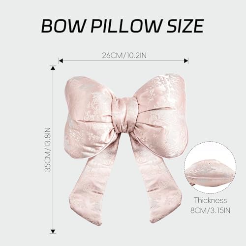 2 Pack Bow Car Headrest Pillow Comfortable Soft Plush Head Rest Cushion, Neck Pillow for Driving Office Use and Car Interior Decoration (Pink SJK)