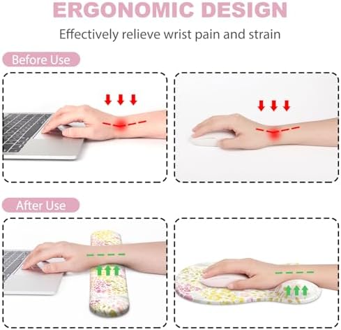 Ergonomic Mouse Pad with Wrist Rest and Keyboard Wrist Rest, Gel Mousepad