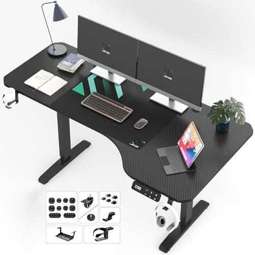JWX 63-Inch Dual Motor L-Shaped Electric Standing Desk, Black