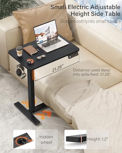FiCiHi 28 Inch Small Electric Standing Desk, Adjustable Mobile Laptop Desk
