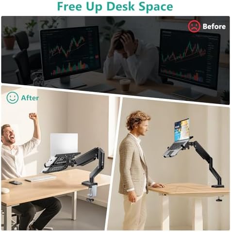 WALI Laptop Desk Mount for 17" Notebook and 34" Screens, Holds 22-26.4 lbs