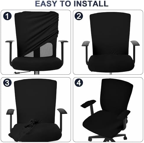 Tallew 4 Pcs Office Chair Covers Set Computer Armrest Slipcover Seat, Black