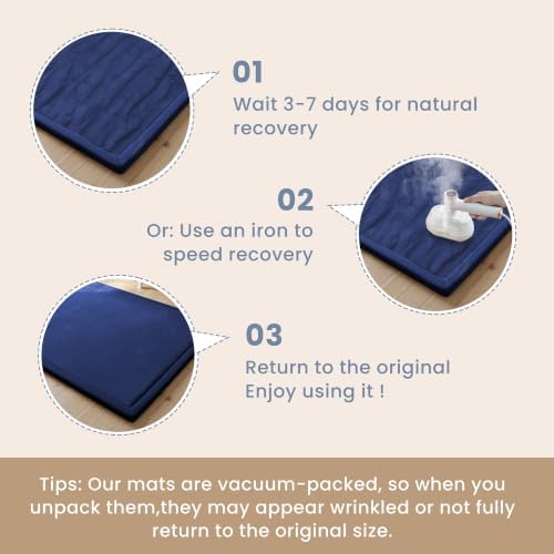 ACOMOPACK Baby Play Mat for Floor 1.3" Thick Memory Foam Play Mat 39"×59" Tummy Time Crawling with Non-slip Bottom for Living Room,Nursery,Soft Velvet Playpen Mats for Kids,Infants（Royal Blue）