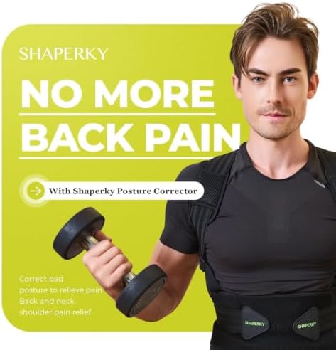 SHAPERKY Posture Corrector for Women and Men - Adjustable Upper Back Brace - Breathable Back Support straightener - Providing Pain Relief from Lumbar&Shoulder (Black L-XL)