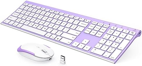 Vssoplor Wireless Keyboard and Mouse, Rechargeable Ultra Slim, Lavender