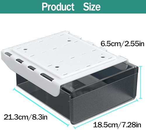SVNNELP Under Desk Table Drawer Storage Organizer Slide Out, Attachable Hidden Self-Adhesive Under Desk Pencil Tray Drawer for Office/Classroom/Home (Clear Black/M)